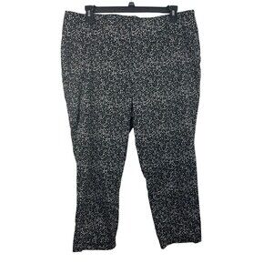 Lane Bryant Black White Digital Dotted Stretch Capri/Ankle Dress Pants 20W